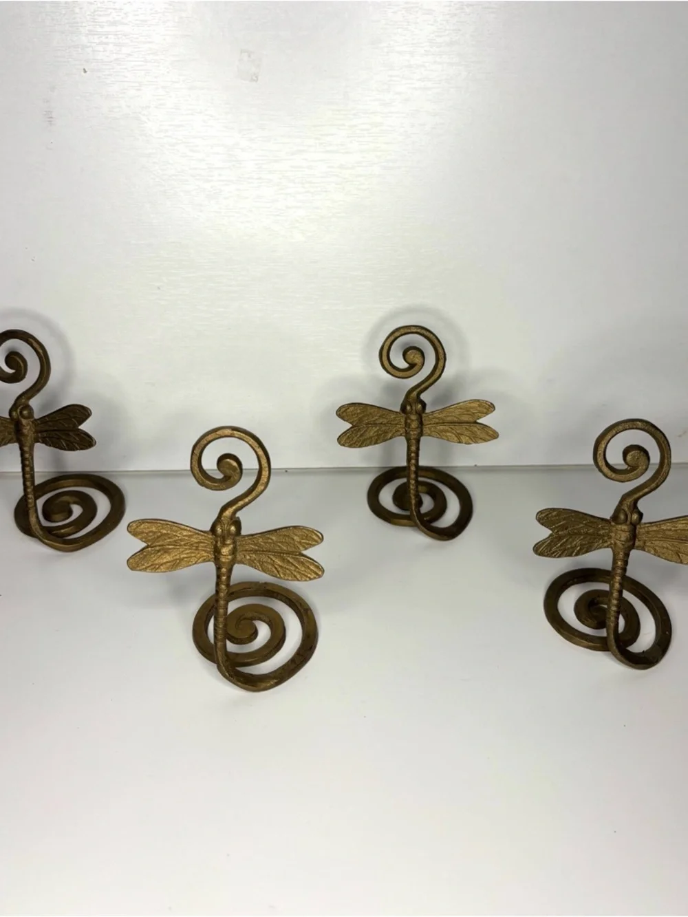 (4) Whimsical Gold Dragonfly Table Card Holders- Decorative Home Fairycore Decor